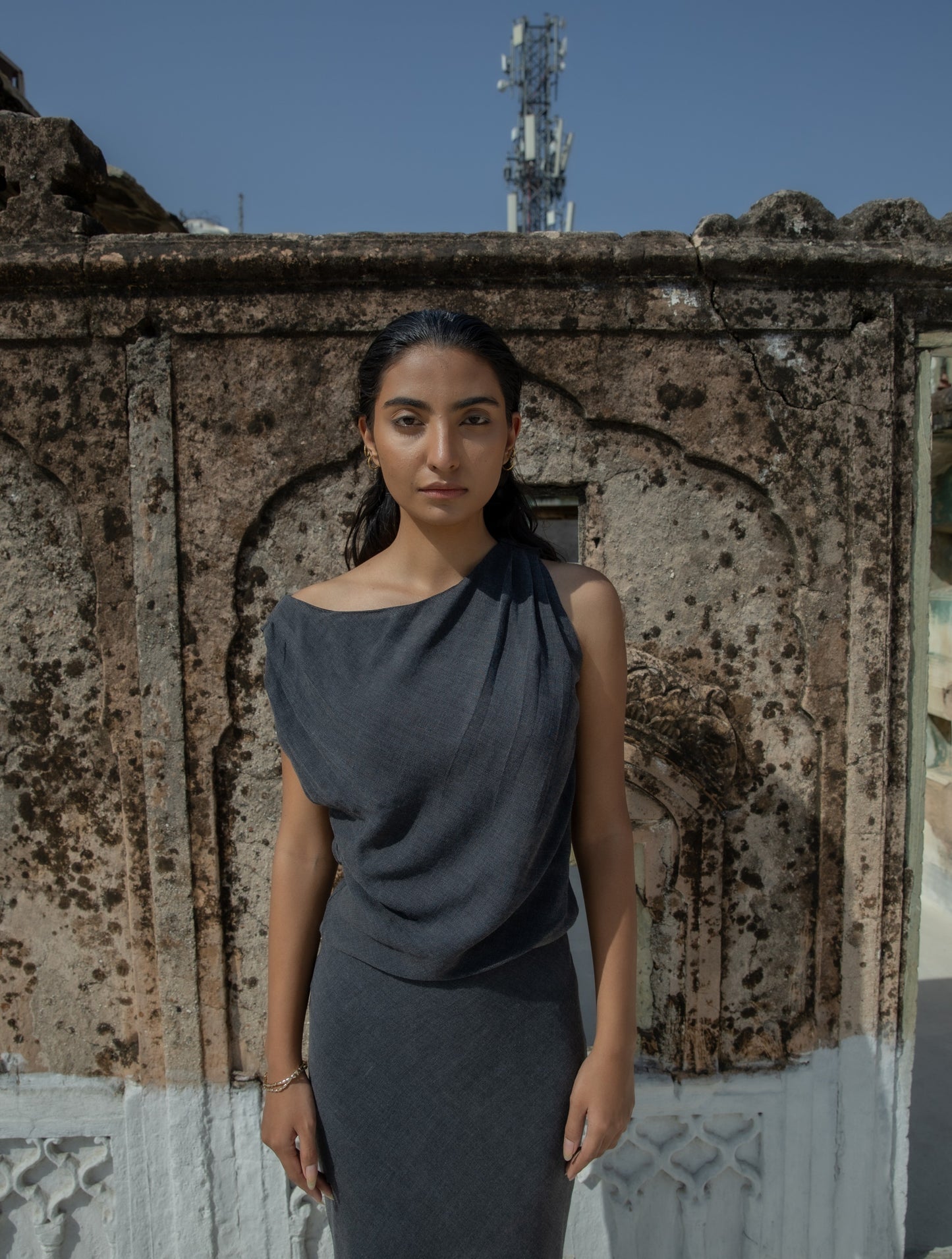 Off-the-Shoulder  Black Top