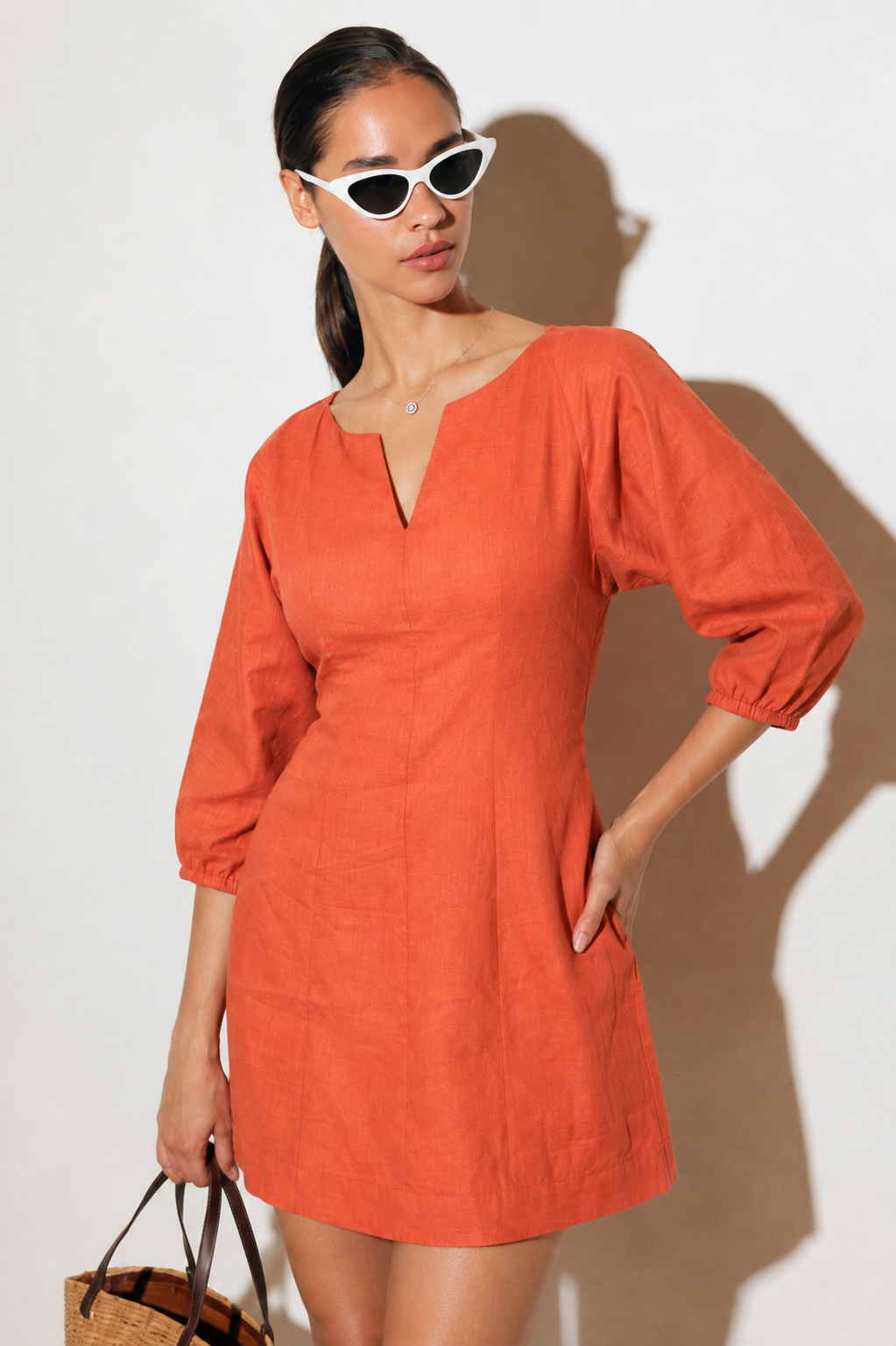 Cotton Solid Short Dress - Image 2