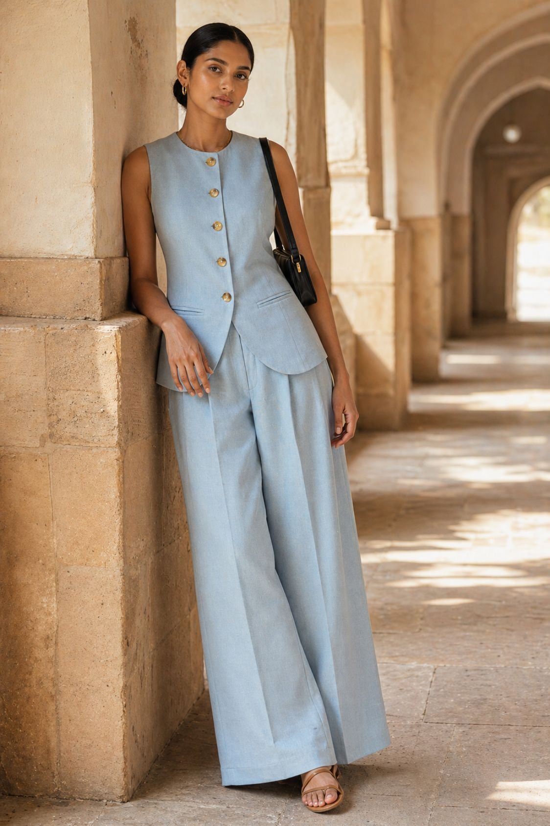 Blue waistcoat Pant Set