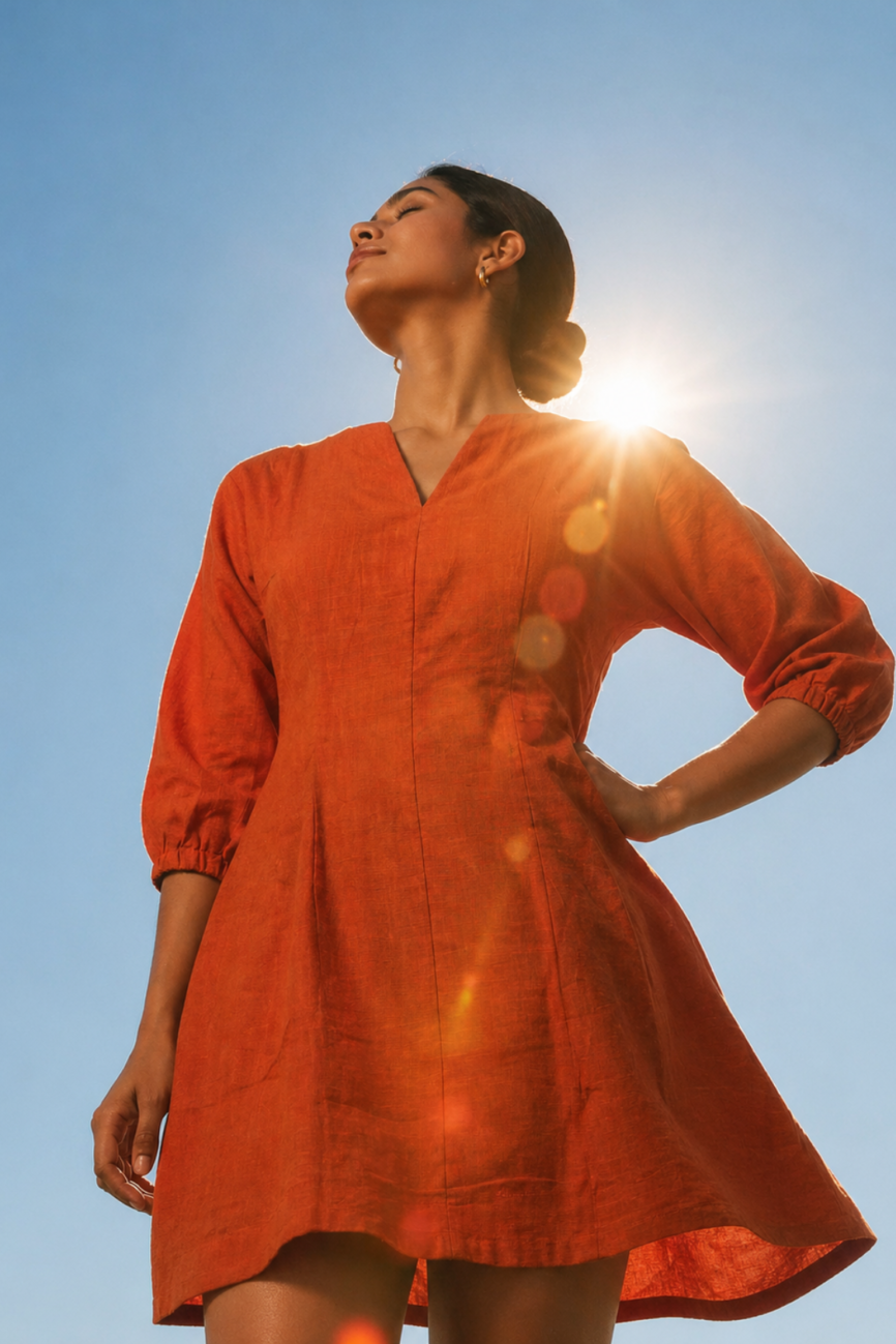 Cotton Solid Short Dress