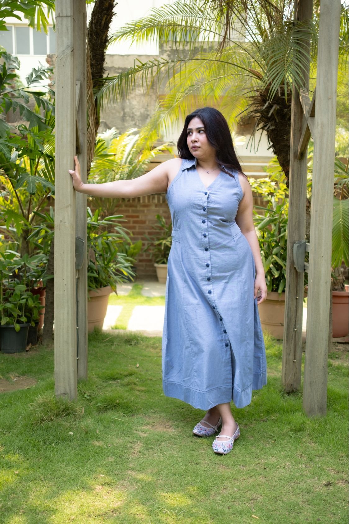 Cara Midi Dress in Blue - Image 4