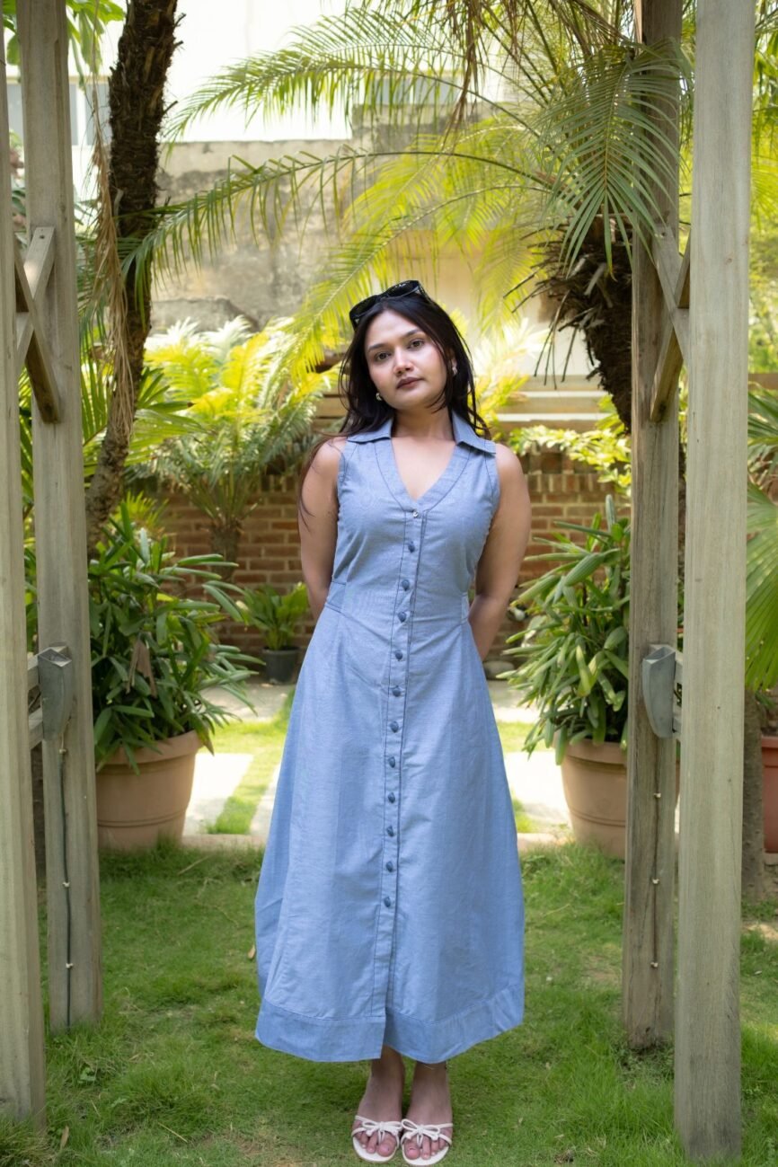 Cara Midi Dress in Blue