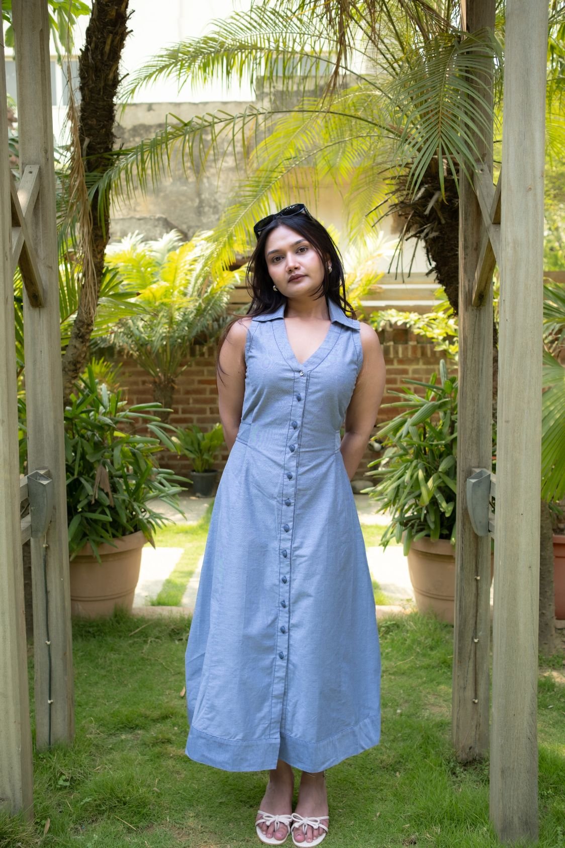 Cara Midi Dress in Blue