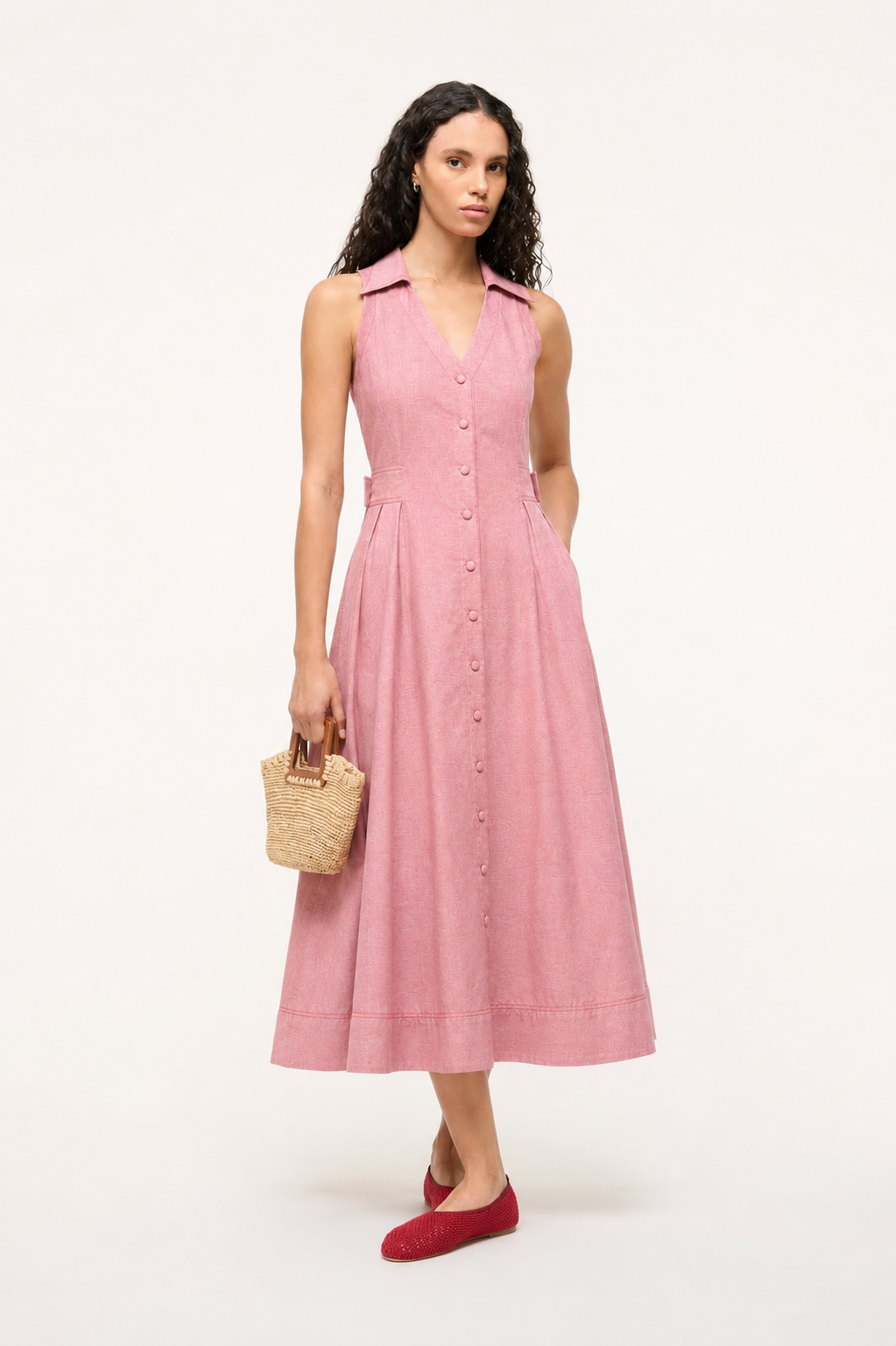 Cara Midi Dress in Pink
